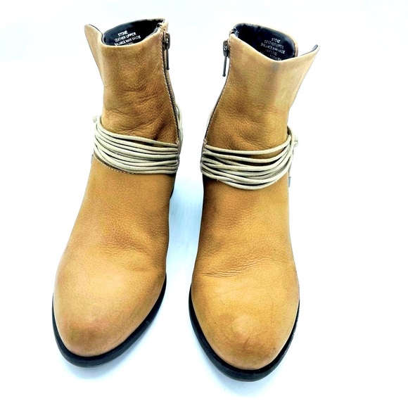 STEVE MADDEN ALL LEATHER ACCENT BOOTIES IN TAN - Picture 9 of 14